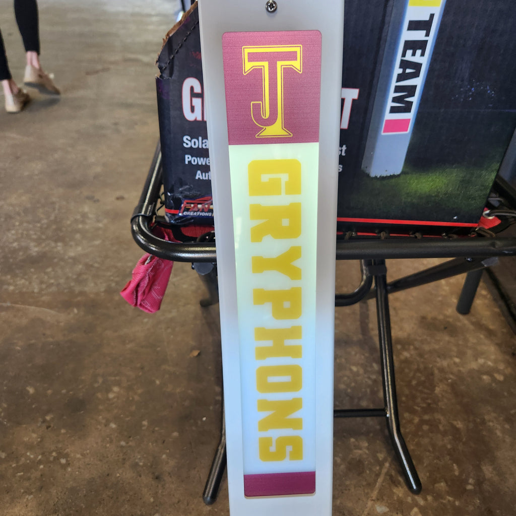 Team Glow Post Thomas Jefferson Classical Academy Gryphons Cavaliers Hilltoppers Trojans Solar LED Lighted Yard Decor