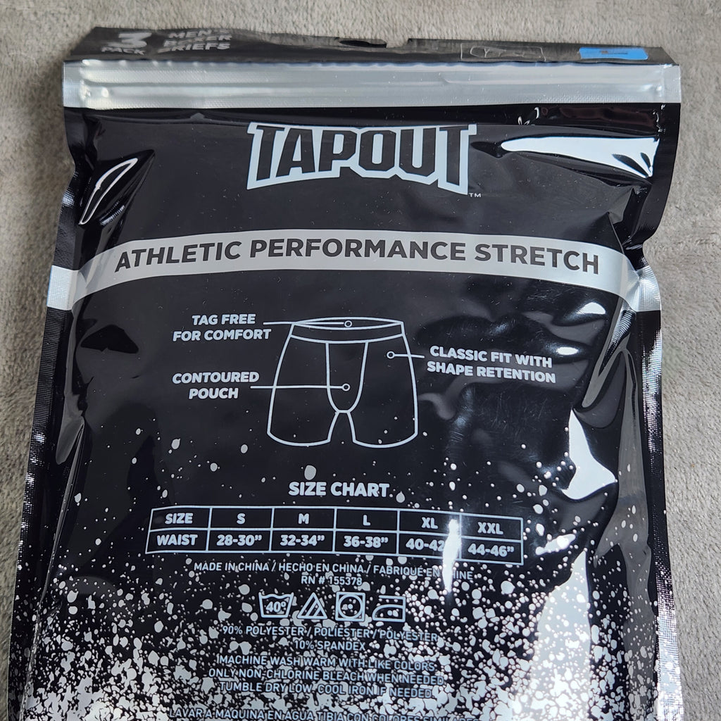 Tapout Athletic Performance Stretch Mens 3 Pack Boxer Briefs Size Large