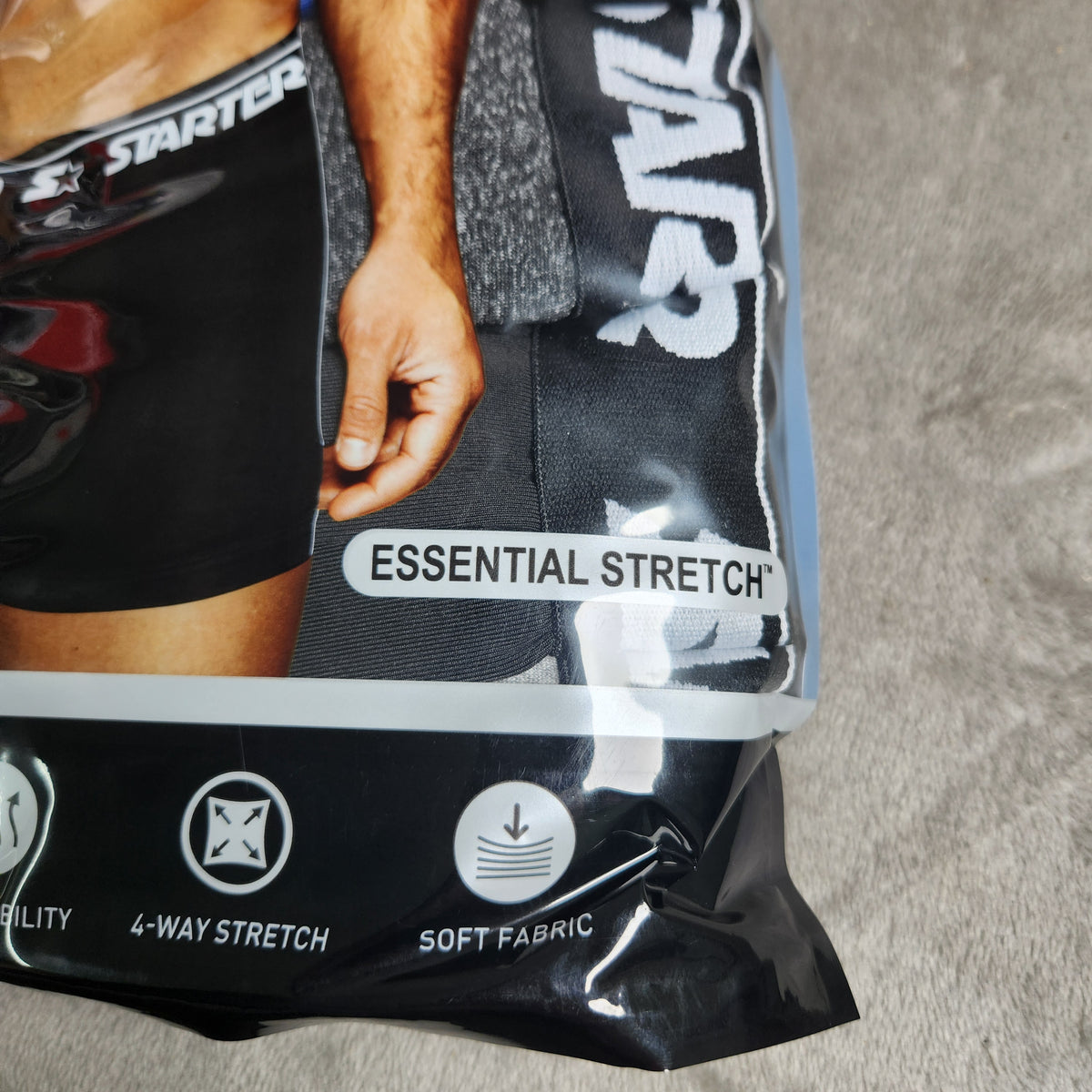 Starter Men's Performance Boxer Briefs Size Large 5 Pack Black, Olympic Blue, Carbon