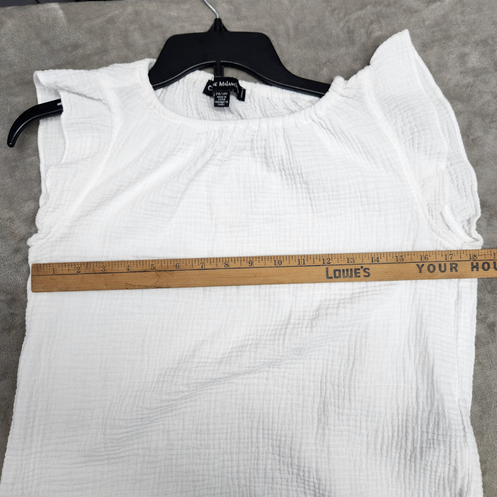 catherine malandrino Women's White Cotton Top Petite Small Preowned