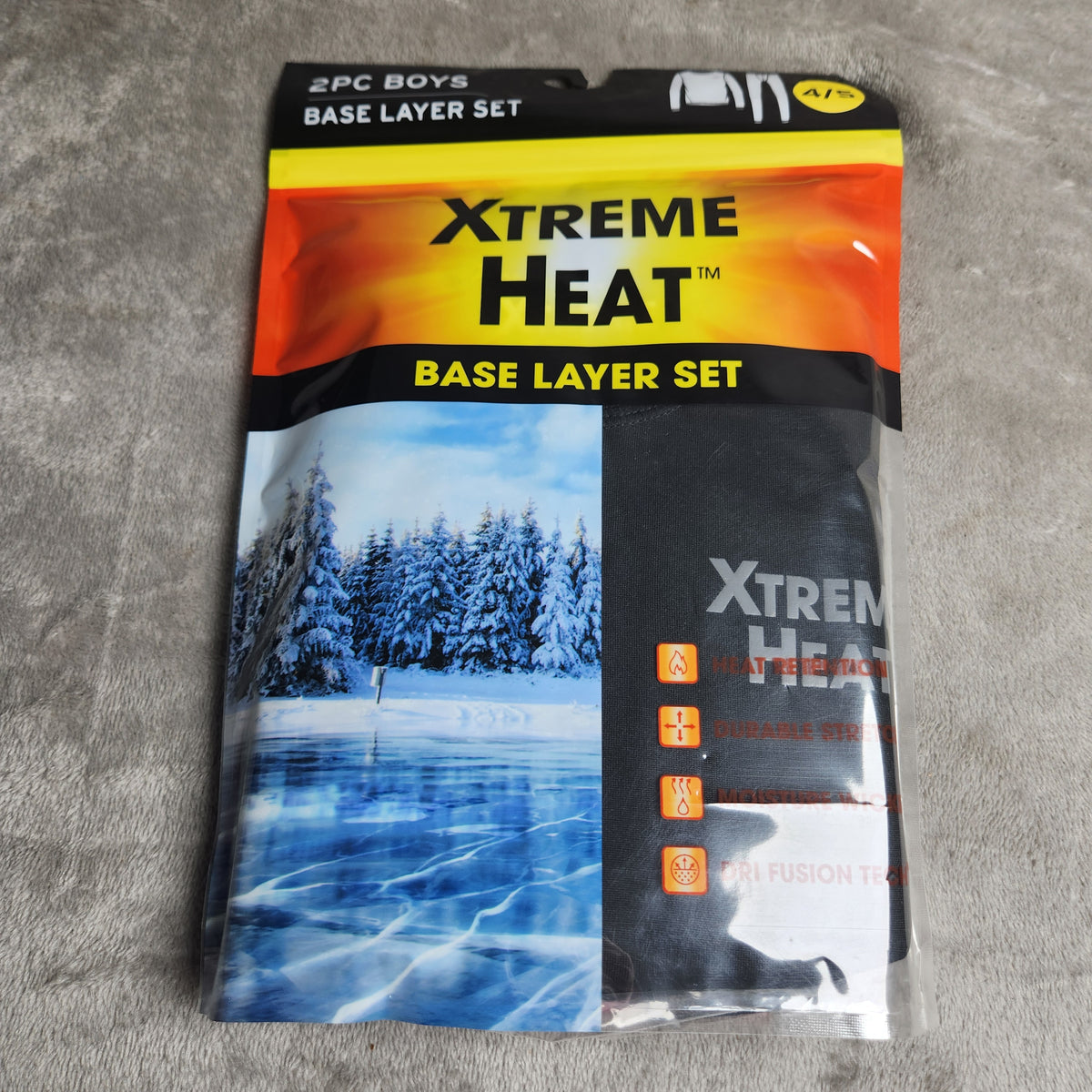 Xtreme Heat Boys Size 4/5 2 Pc Base Layer Set Long Sleeve Top & Bottom Black