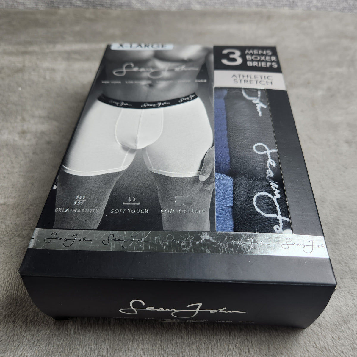Sean John Mens 3 Pack Boxer Briefs X-Large Blue Variety