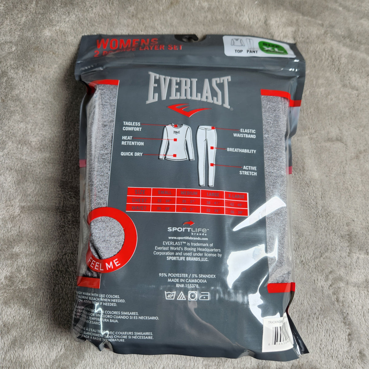 Everlast Women's 2 PC XL Base Layer Set Gray NEW EVL4971-DS
