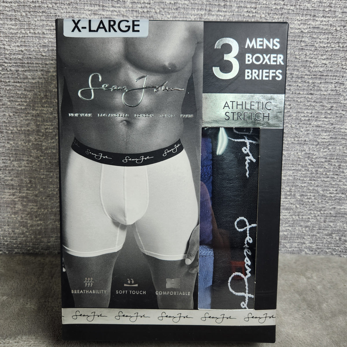 Sean John Mens 3 Pack Boxer Briefs X-Large Blue Variety
