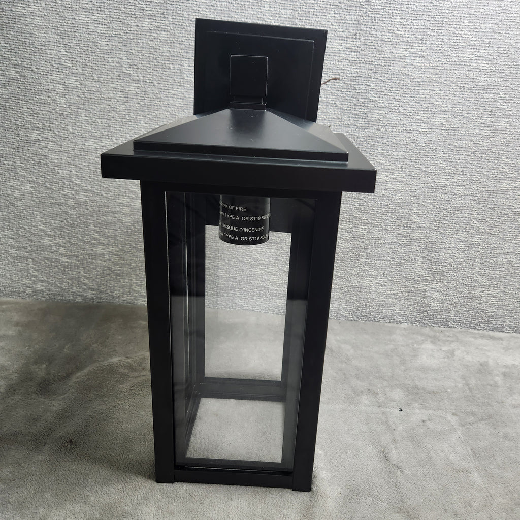 Globe Electric 14" Matte Black Outdoor Wall Light with GFCI Outlet Used