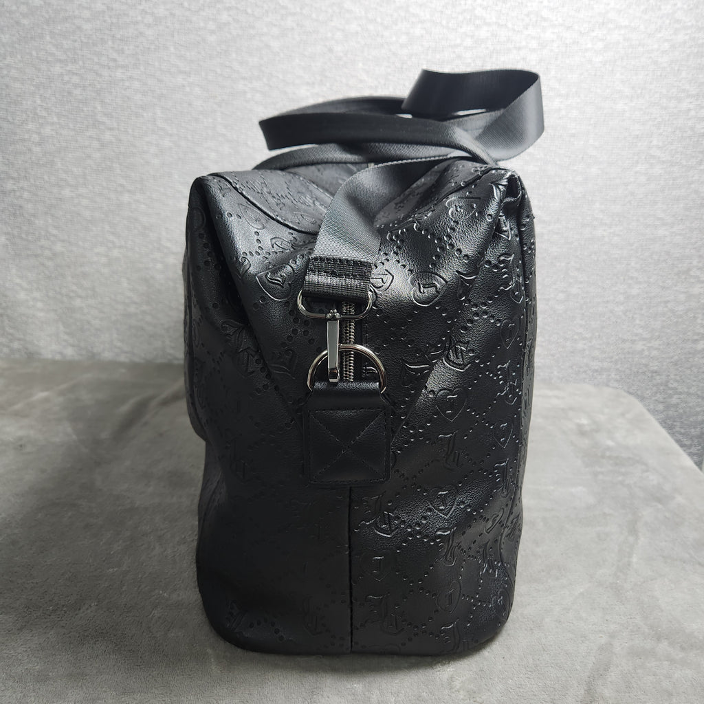 Juicy Couture Black Licorice Word Play Monogram Overnight Weekender Duffle Bag