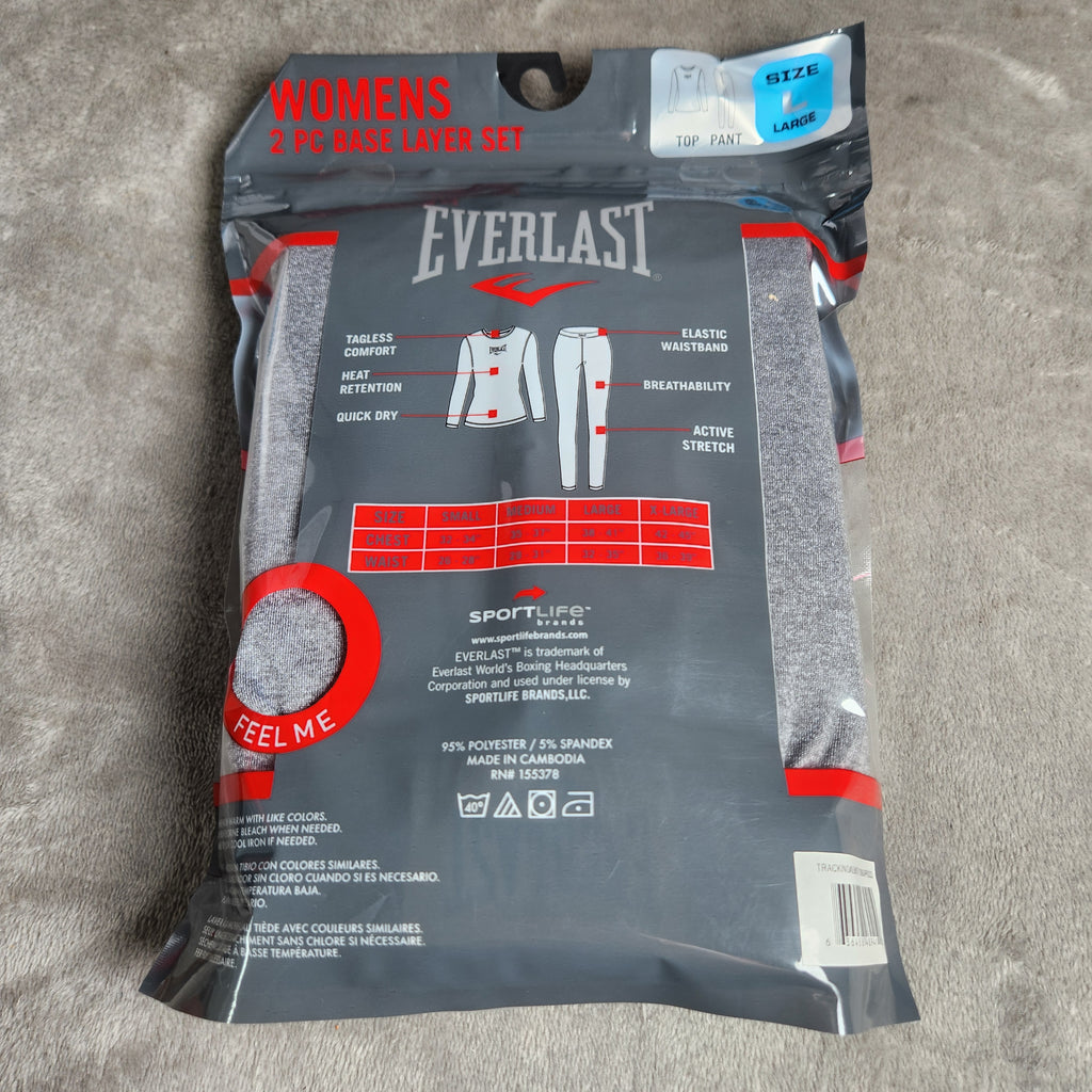Everlast Women's 2 PC Large Base Layer Set Gray NEW EVL4971-DS