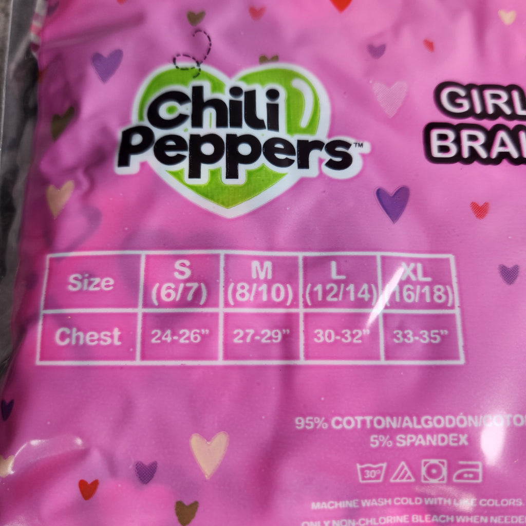 Chili Peppers Size Medium 4 Pack Girls Bralettes