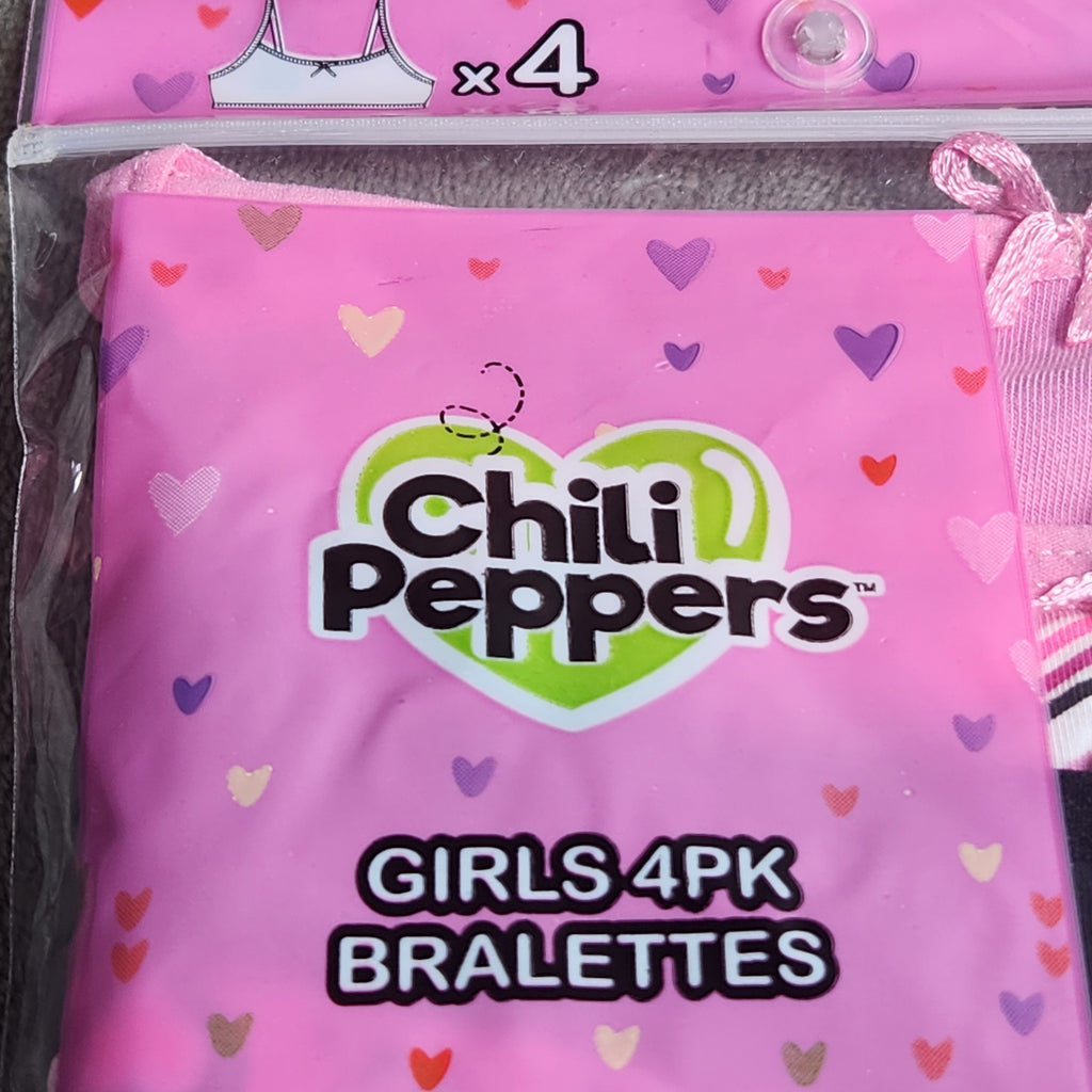 Chili Peppers Size Small 4 Pack Girls Bralettes