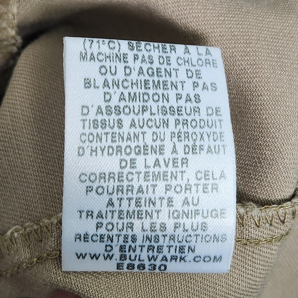 Bulwark Men's Protective Apparel FR Button Up Work Shirt Tan XL Flame Resistant NFPA 2112  Preowned
