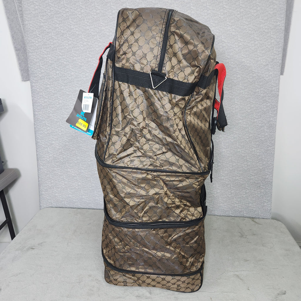 Rolite 36" Rolling Expandable Duffel Bag Dark Brown Monogram Logo New