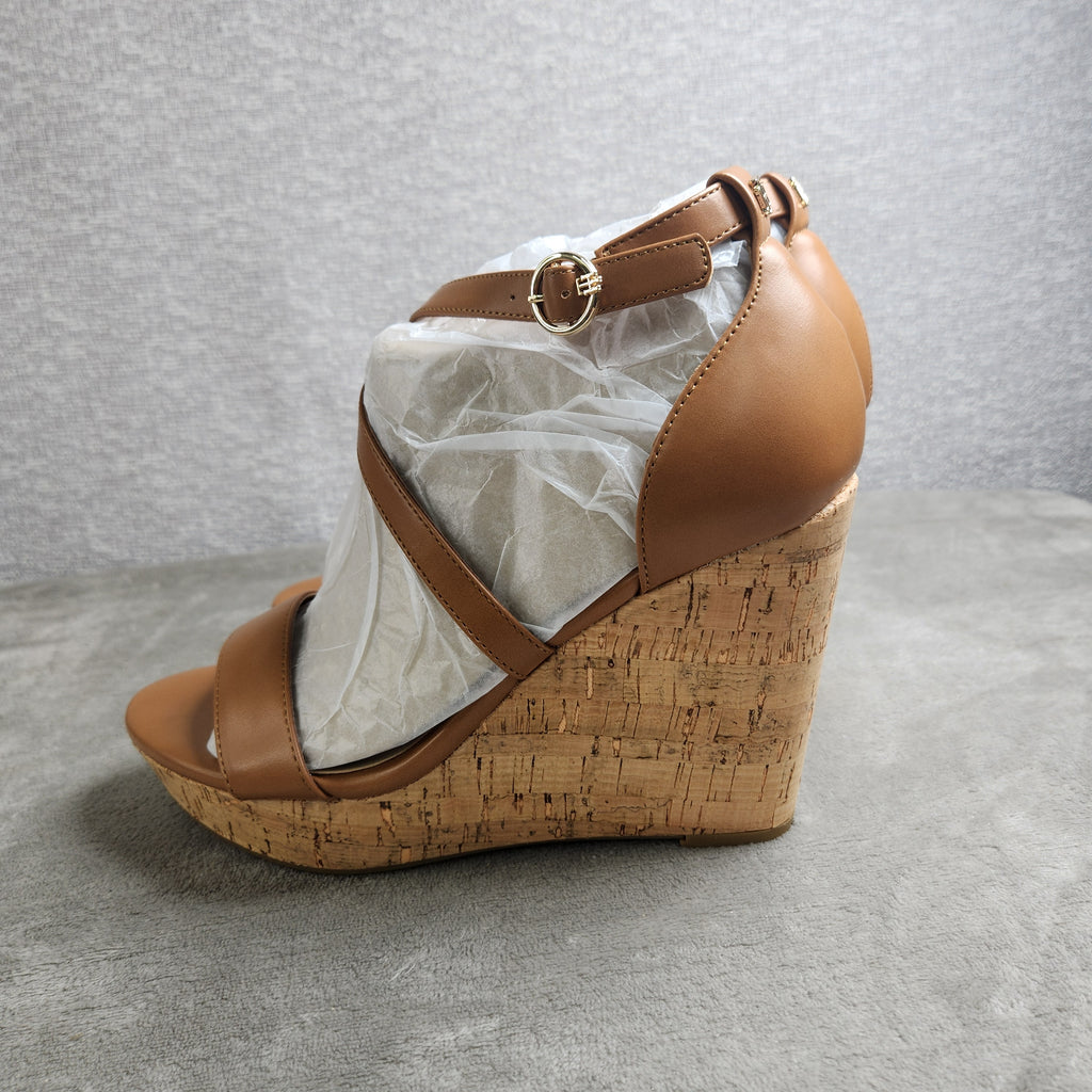 Tommy Hilfiger Missa Wedge Sandals Women's 10M Medium Brown 210 Cork