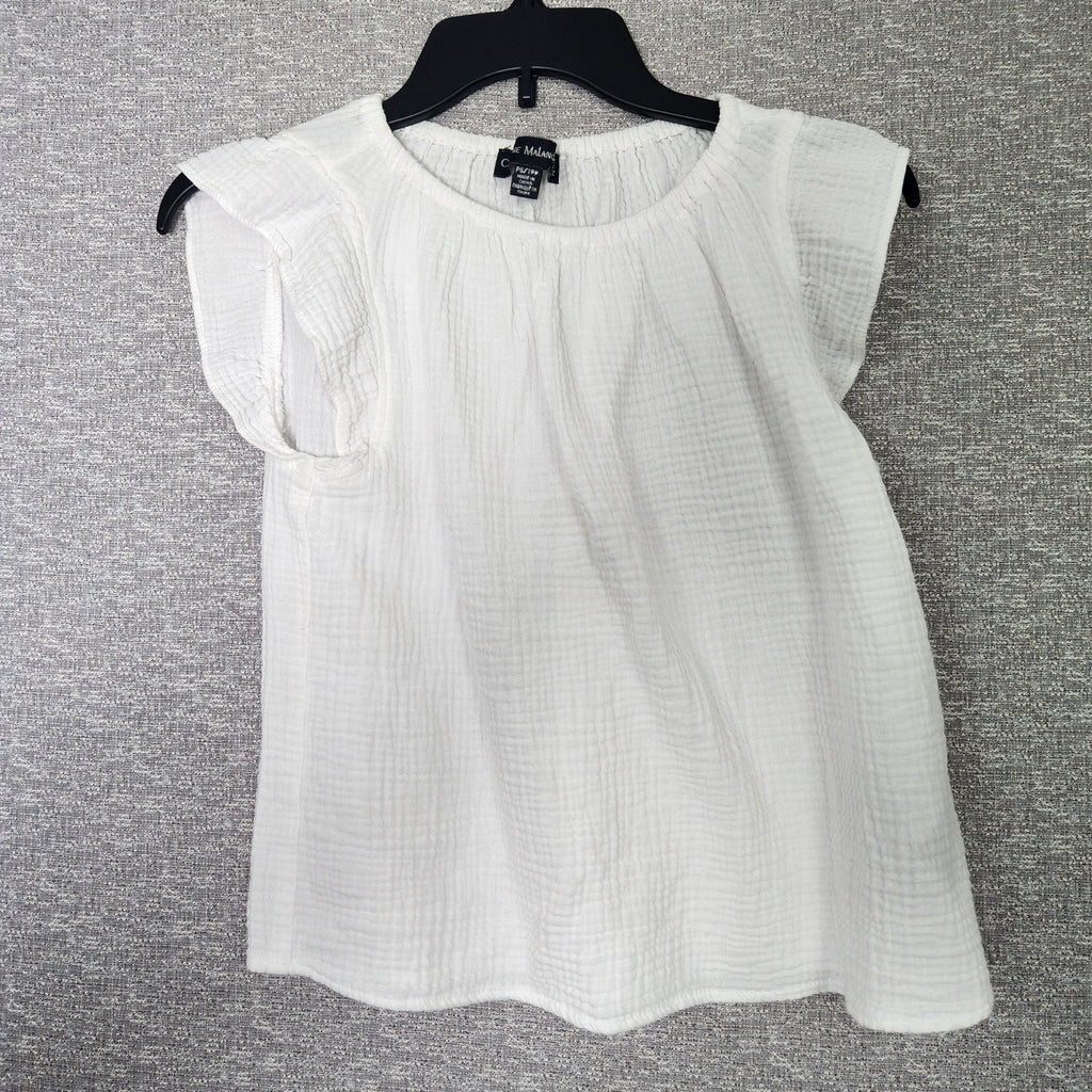 catherine malandrino Women's White Cotton Top Petite Small Preowned