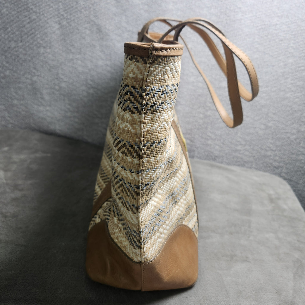 Frye Melissa Straw Shopper Tote Beige DB1497 Handbag Purse $328 MSRP New