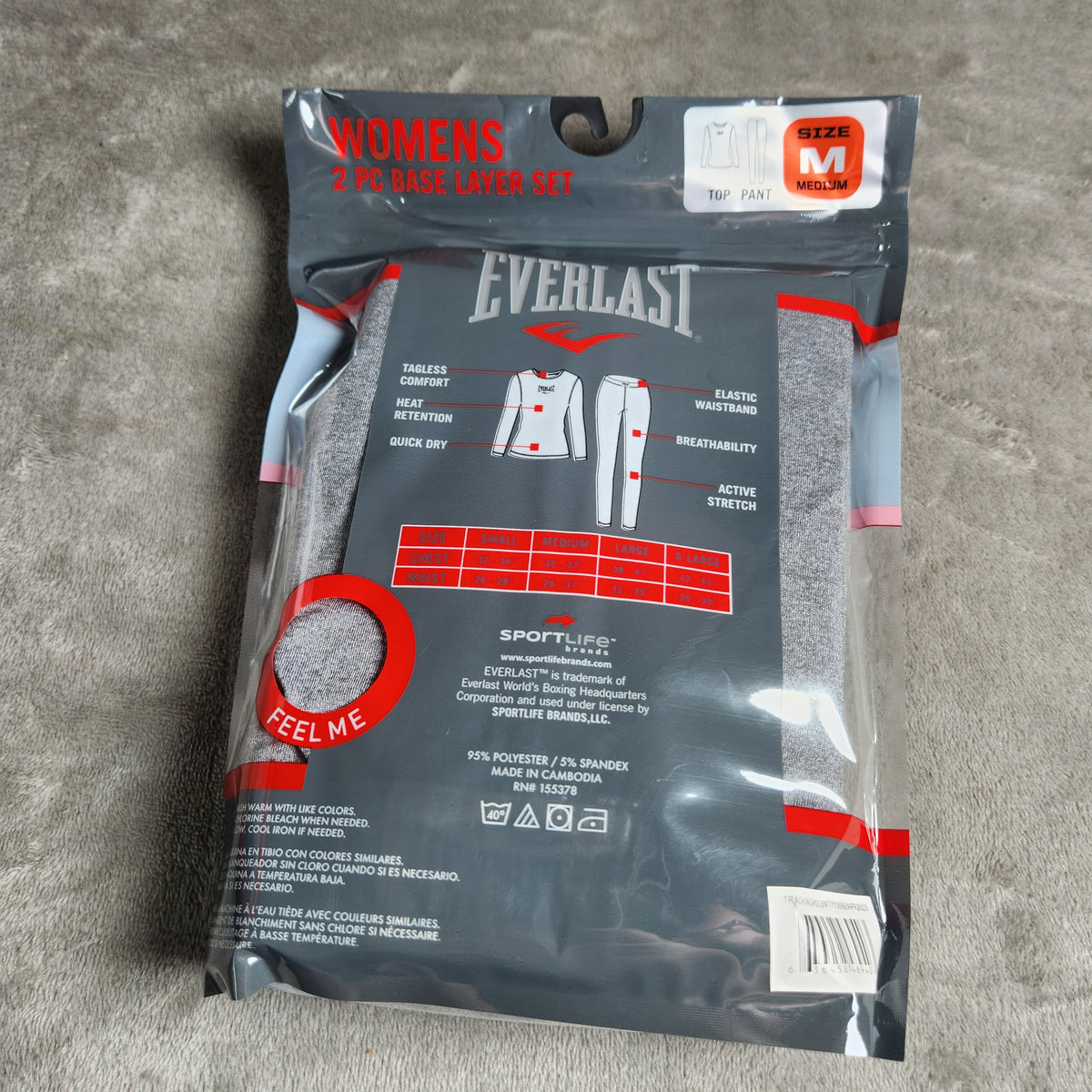 Everlast Women's 2 PC Medium Base Layer Set Gray NEW EVL4971-DS