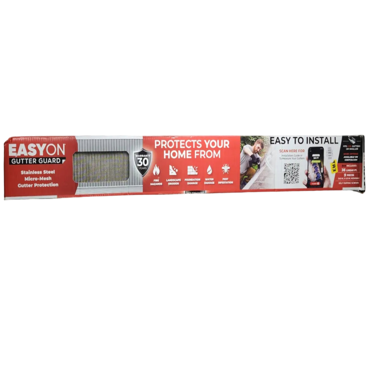 EasyOn Stainless Steel 36' Gutterguard - Fits 5" Gutters - NEW