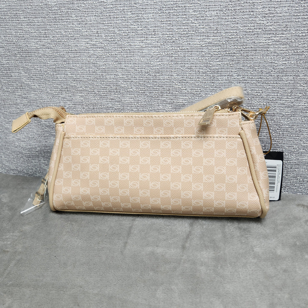 Bebe Adela Monogram Baguette Crossbody Beige E02-5307PM New