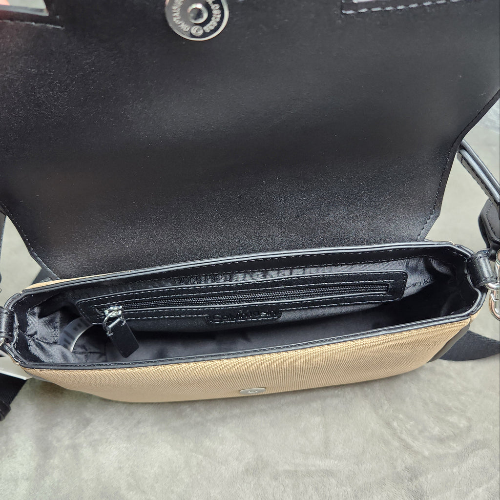 Calvin Klein Nadine OTLT Crossbody Shoulder Bag Black Cream H4DHGQQ2 New