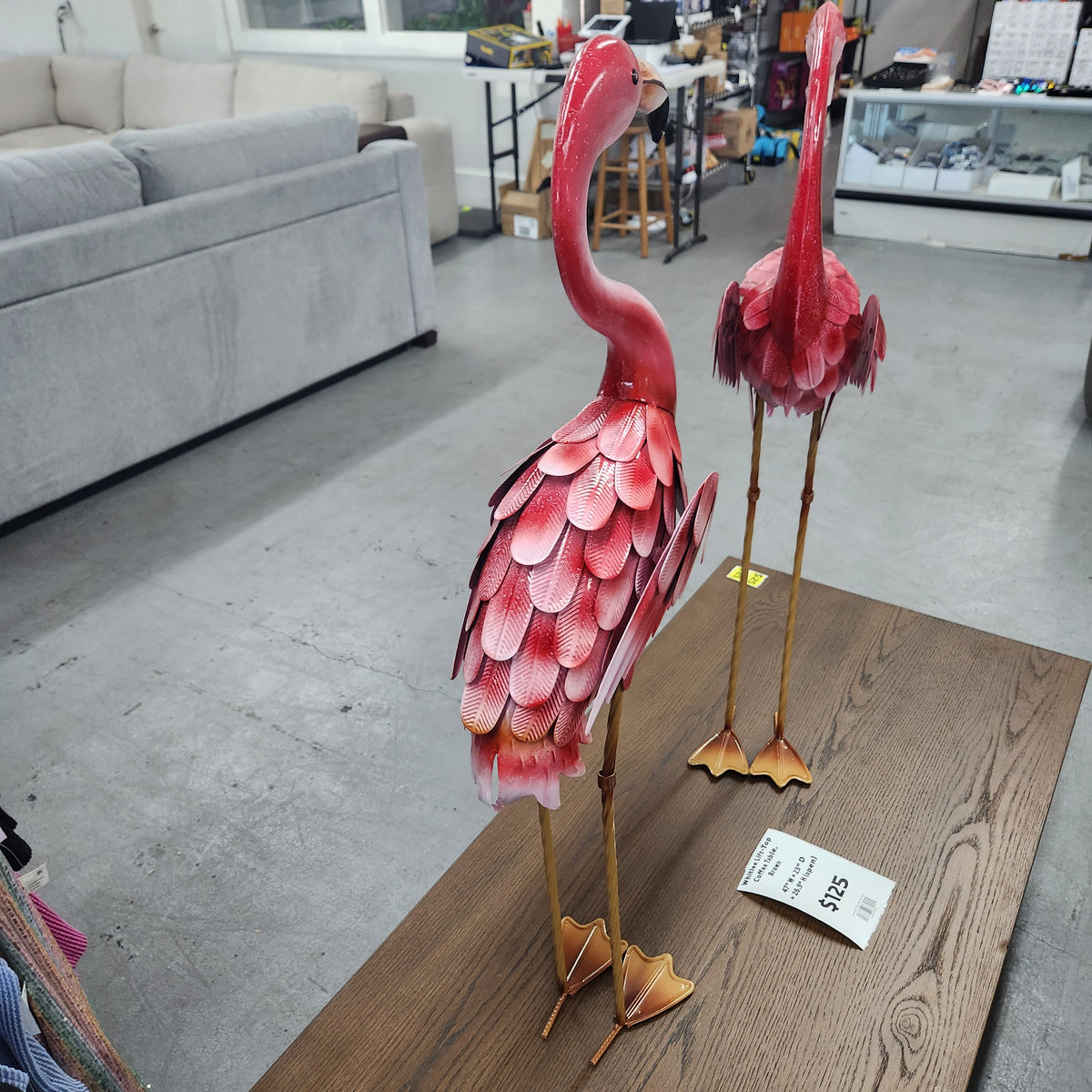 Life Size Bright Pink Flamingo All Metal Steel Garden Decor