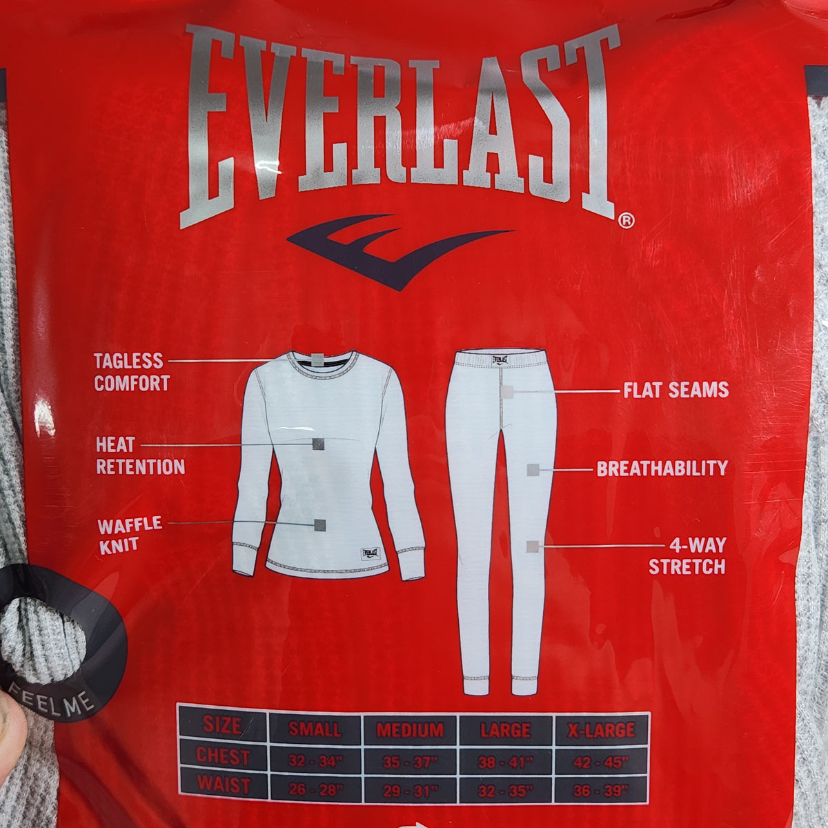 Everlast Women's Medium Thermal Waffle Knit 2 PC Set Gray Long Sleeve Top Pants EVL4970