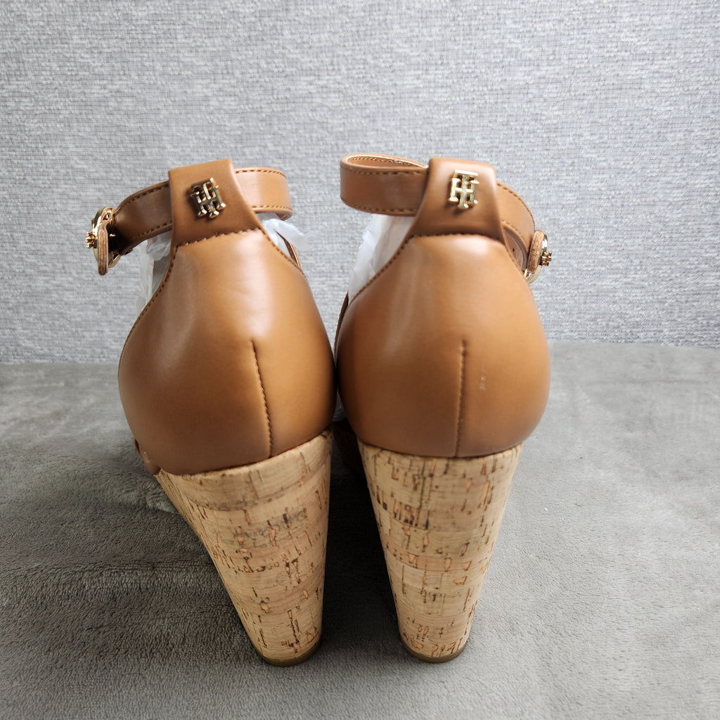 Tommy Hilfiger Missa Wedge Sandals Women's 10M Medium Brown 210 Cork