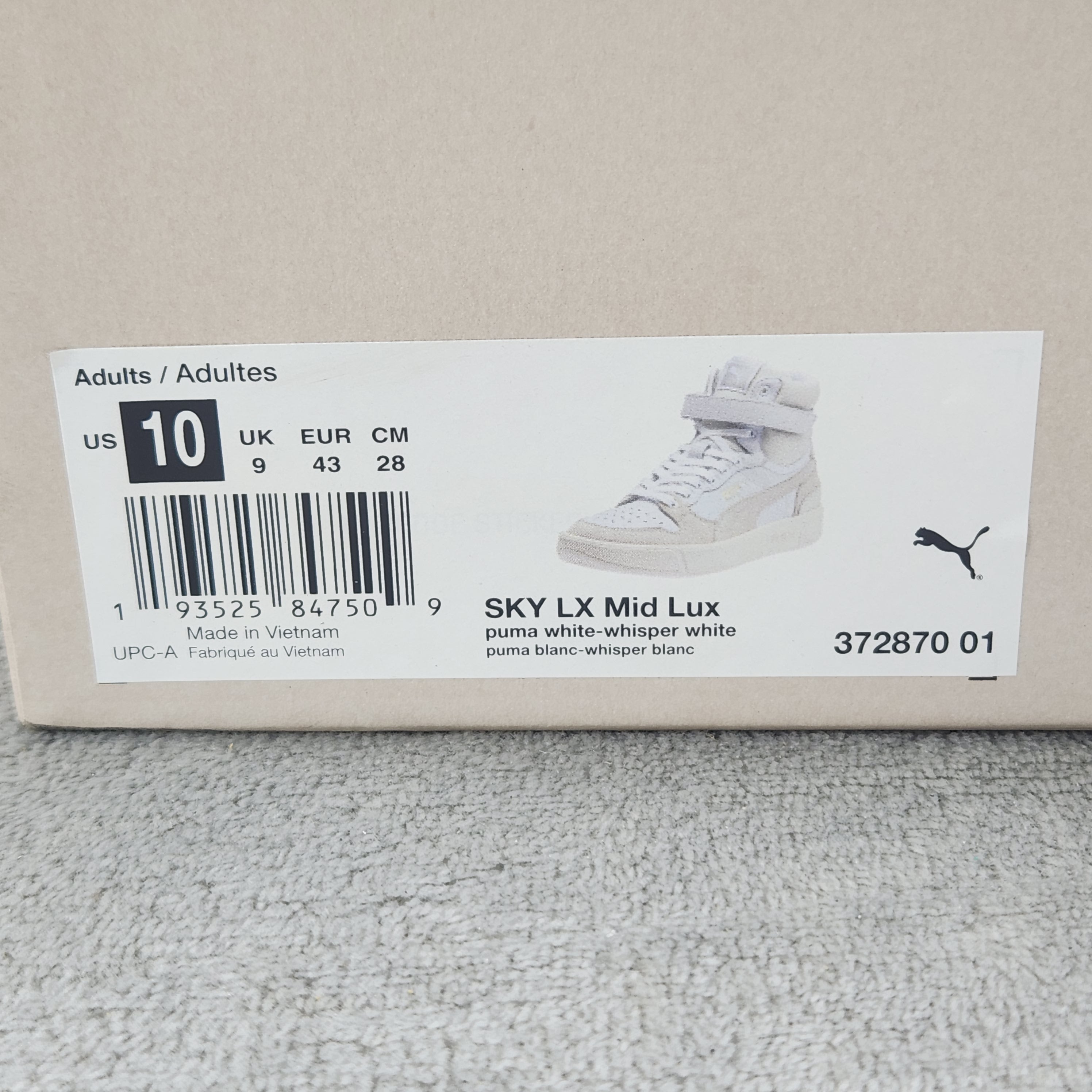 PUMA Sky LX Mid Lux 372870 01 Mens Size 10 Puma White Whisper White New