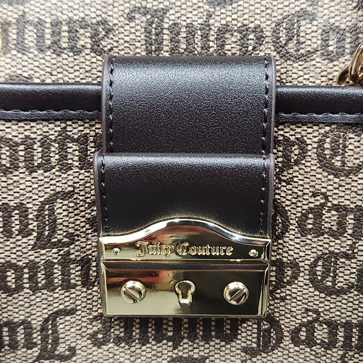 Juicy Couture Pop That Lock Satchel Taupe Dark Brown Logo Bag 11JCCA2JC GST