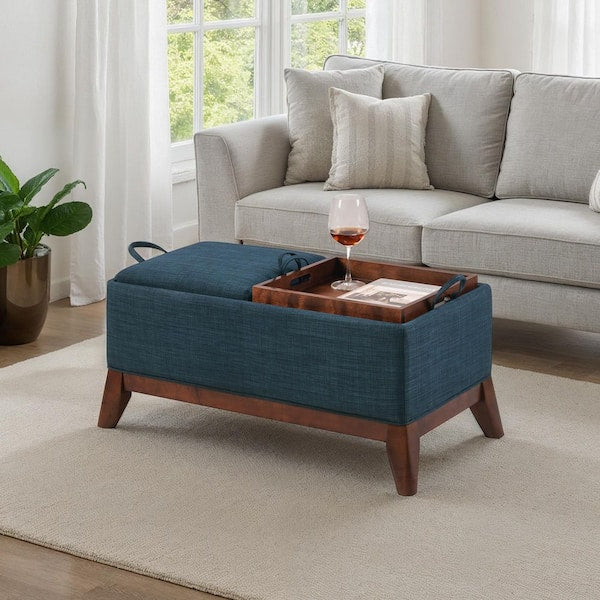 Designs4Comfort Sandhill Dark Blue Fabric Storage Ottoman