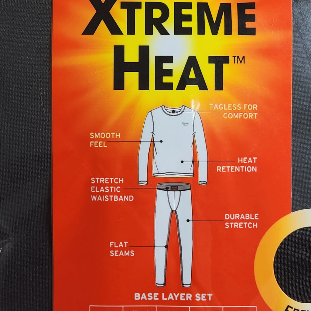 Xtreme Heat Boys Size 12/14 2 Pc Base Layer Set Long Sleeve Top & Bottom Black