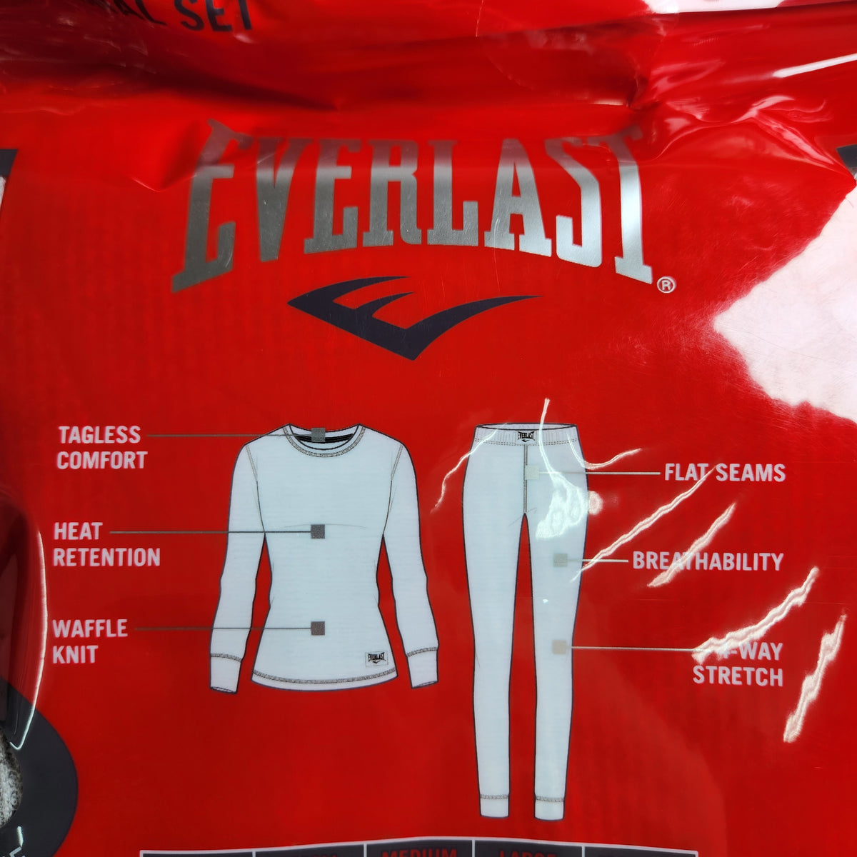 Everlast Women's Small Thermal Waffle Knit 2 PC Set Gray Long Sleeve Top Pants EVL4970