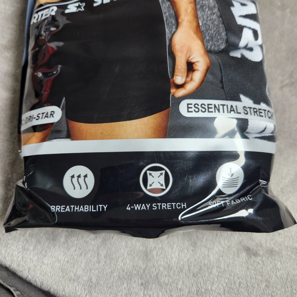 Starter Men's Performance Boxer Briefs Size Large 5 Pack Black, Olympic Blue, Carbon