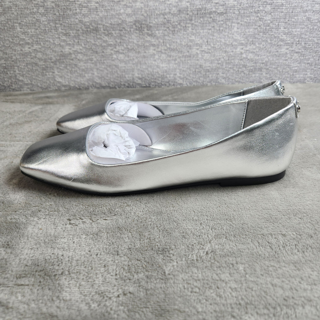 Calvin Klein Nyta Womens Size 5.5M Square-Toe Ballet / Dress flats Silver