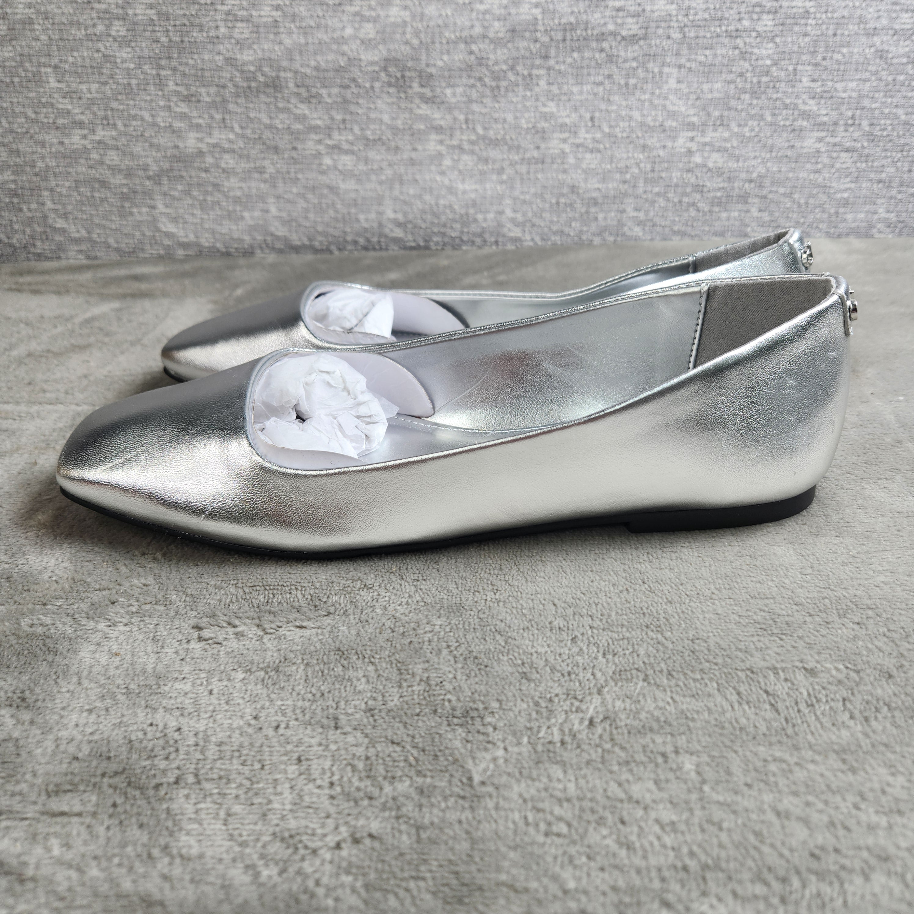 Calvin Klein Nyta Womens Size 5.5M Square-Toe Ballet / Dress flats Silver