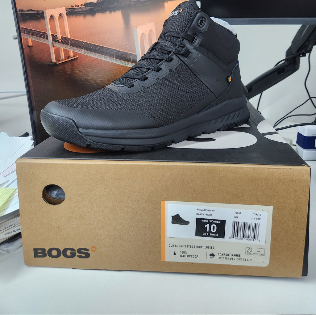 BOGS Slate MDD WP Men's Size 10 Black Noir Waterproof Work Boots 79040