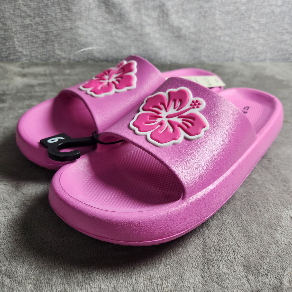 No Boundaries Women's Comfort Slide Sandals Pink Flower Size 9M