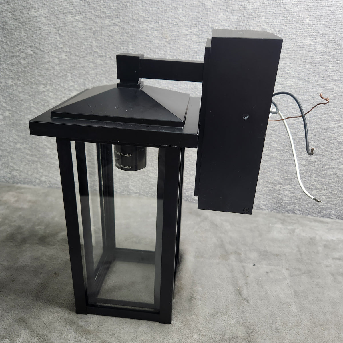 Globe Electric 14" Matte Black Outdoor Wall Light with GFCI Outlet Used