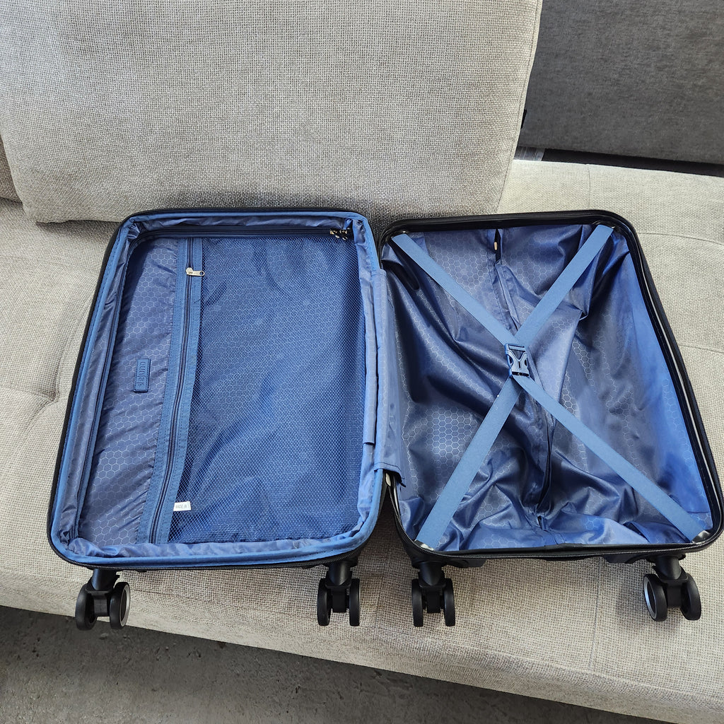 Dejuno Yukon 3-Piece Hardside Luggage Set Blue New
