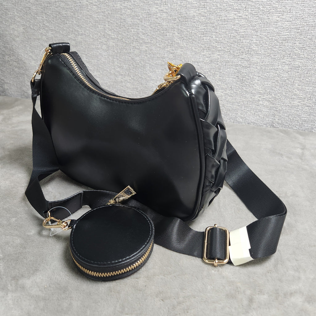 Bebe E02-5355 Luca Crossbody w/ Coin Pouch Black New