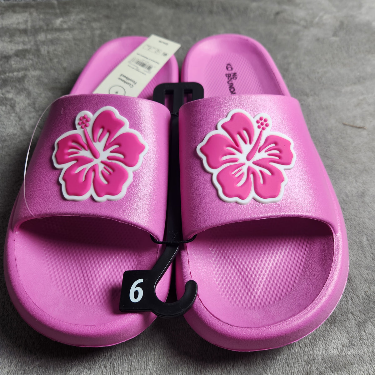 No Boundaries Women's Comfort Slide Sandals Pink Flower Size 9M