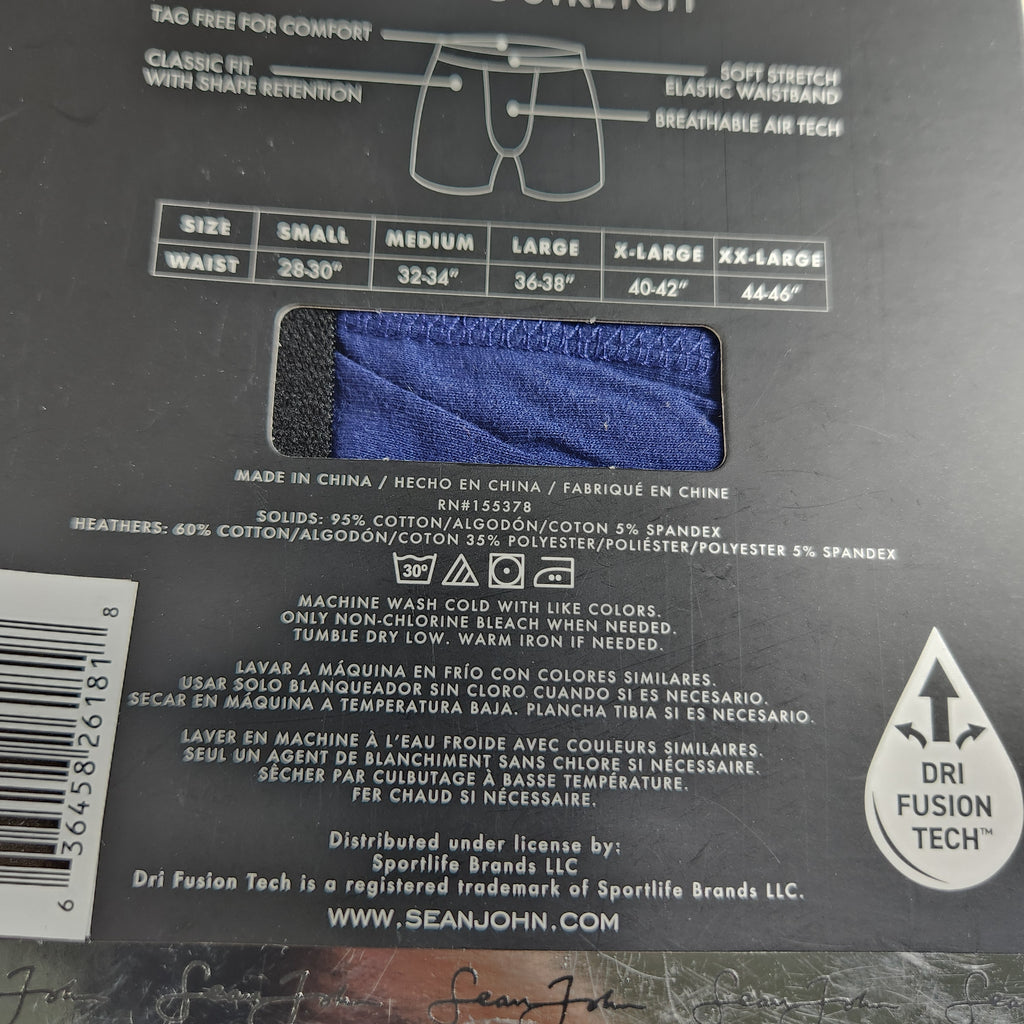 Sean John Mens Athletic Stretch Boxer Briefs 3 Pack Size Small Blue Variety