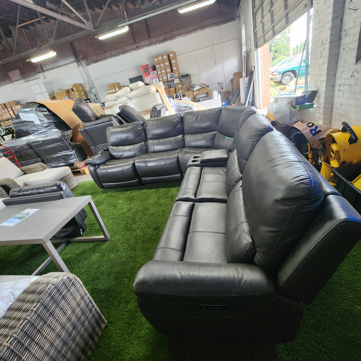 Wylder Leather Power Reclining Sectional with Power Headrests