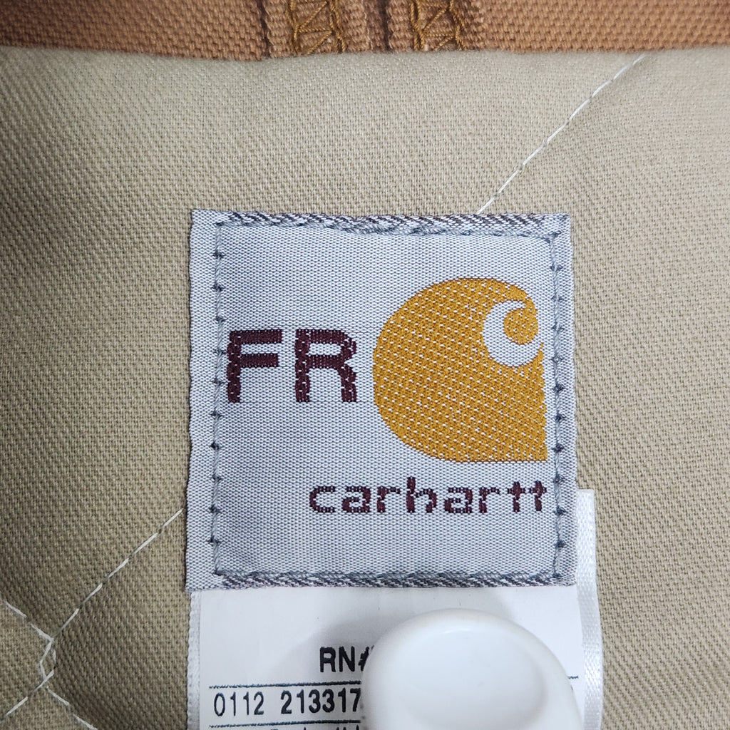 Carhartt Mens FR Flame Resistant Jacket Brown Quilted Lining Quanta Services XL Preowned