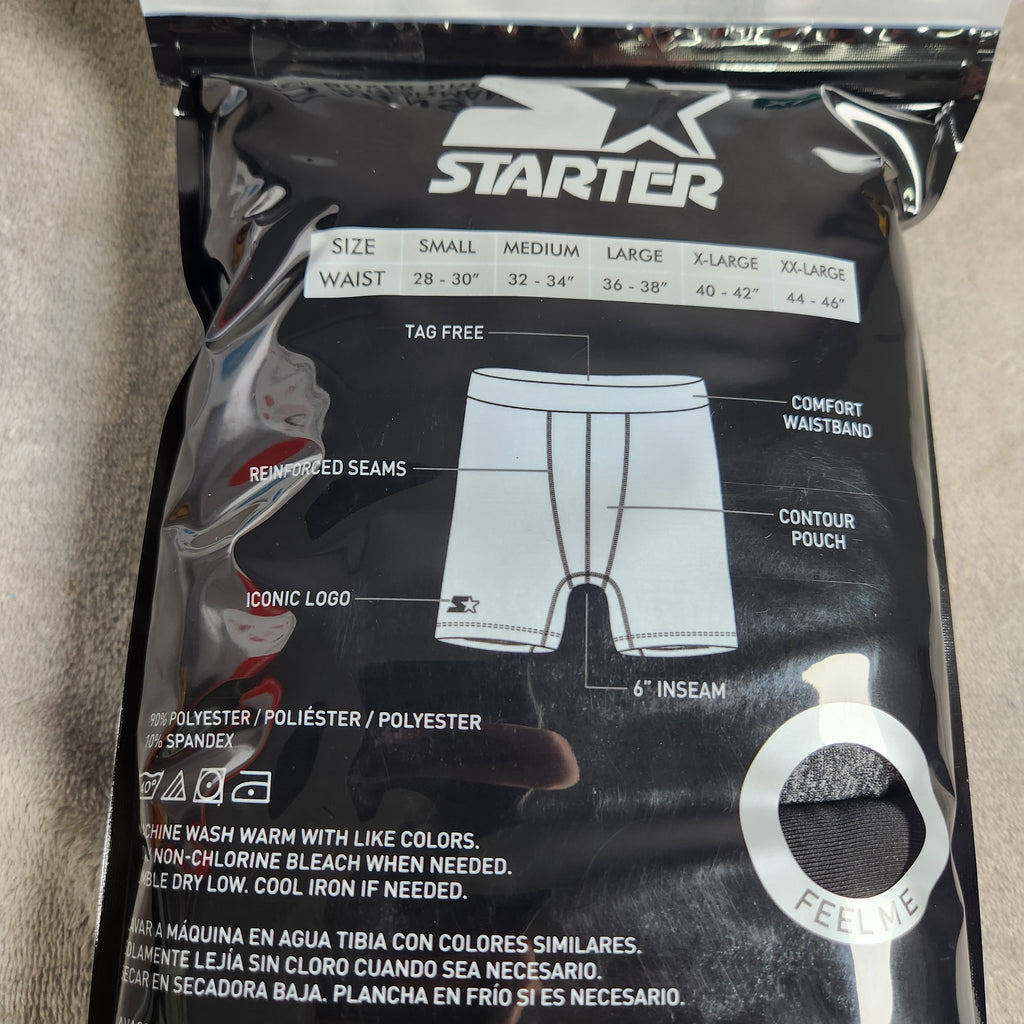 Starter Men's Performance Boxer Briefs Size XL 5 Pack Black, Olympic Blue, Carbon