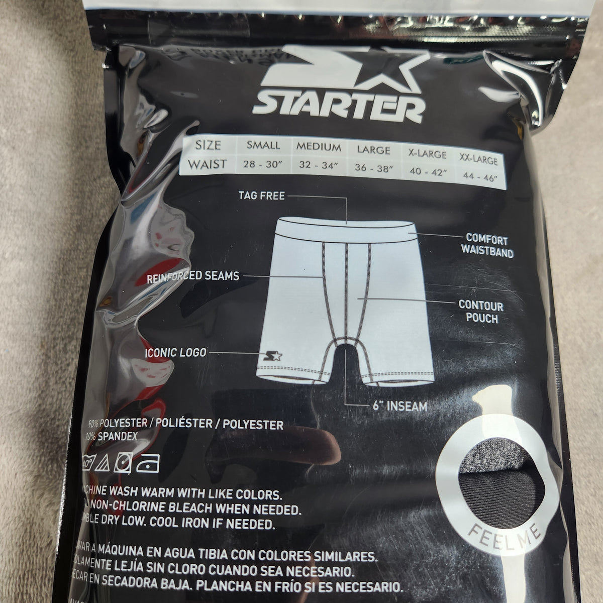 Starter Men's Performance Boxer Briefs Size XL 5 Pack Black, Olympic Blue, Carbon