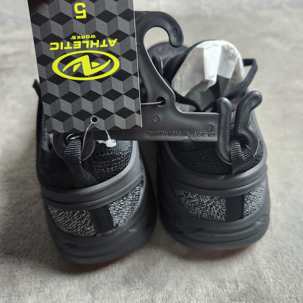 Athletic Works Boys Size 5 Black Knit Cage Sneakers Memory Foam Lightweight New