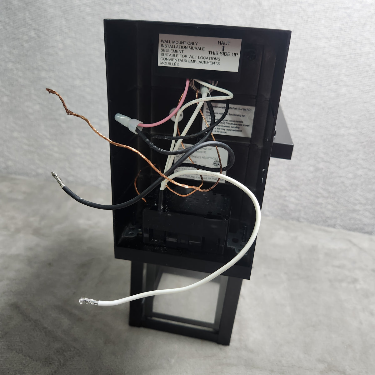 Globe Electric 14" Matte Black Outdoor Wall Light with GFCI Outlet Used