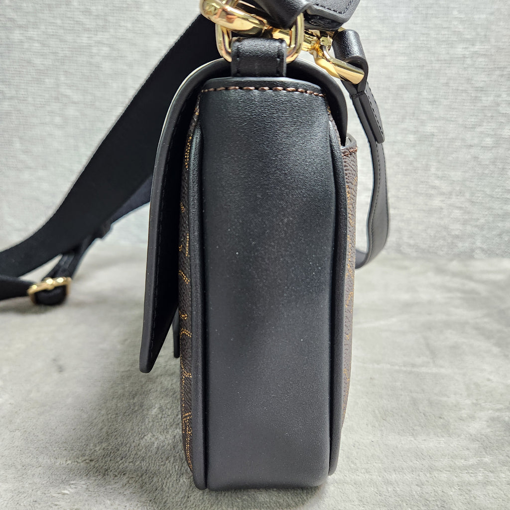 Calvin Klein OTLT Crossbody Bag Black Cream CK Monogram H1AHQQ2 New