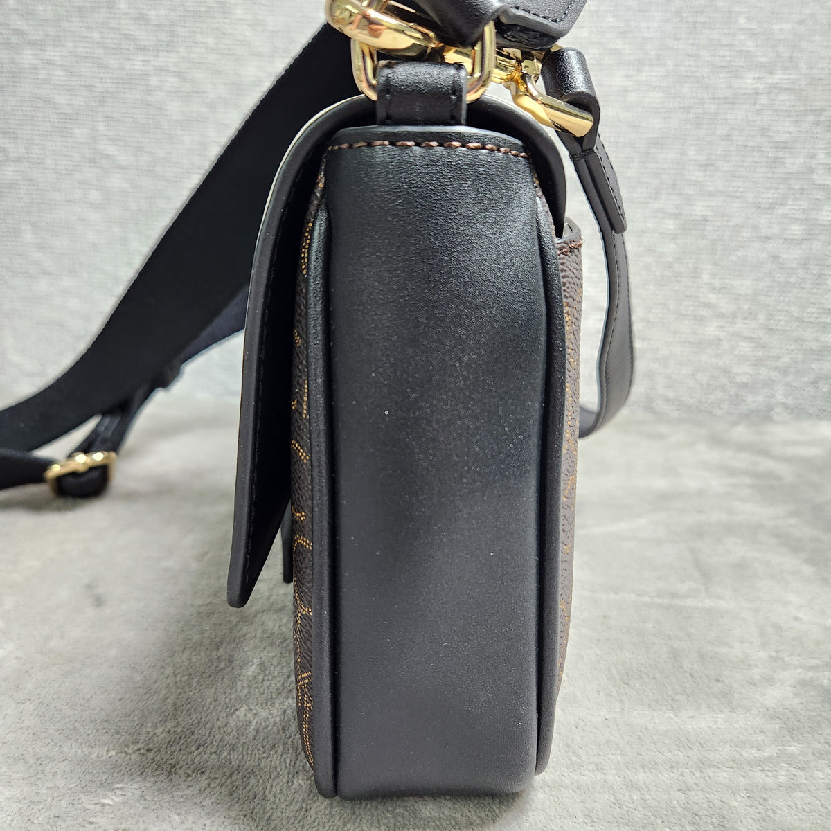 Calvin Klein OTLT Crossbody Bag Black Cream CK Monogram H1AHQQ2 New