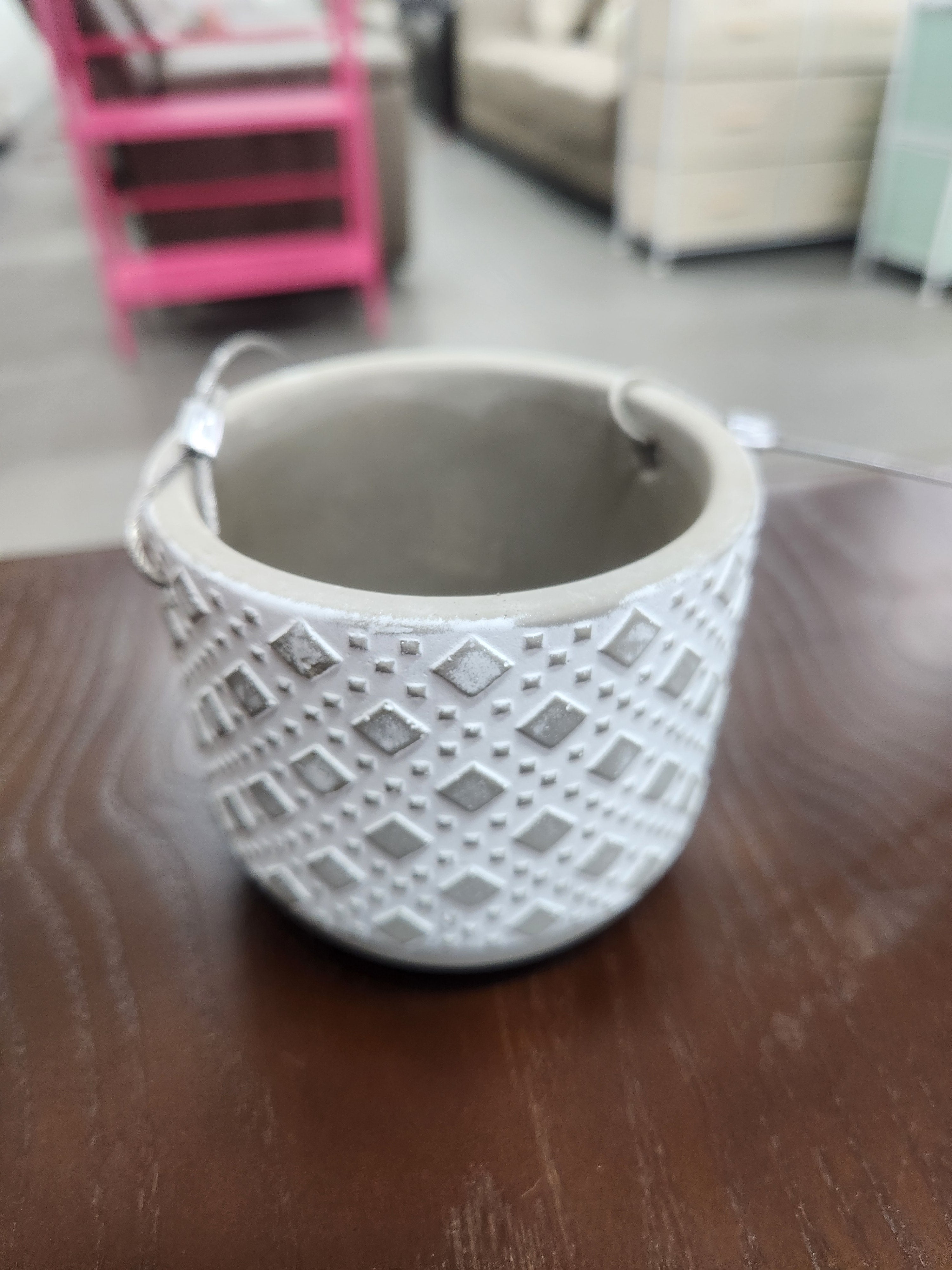 4" Sedona Cement Hanging Pot