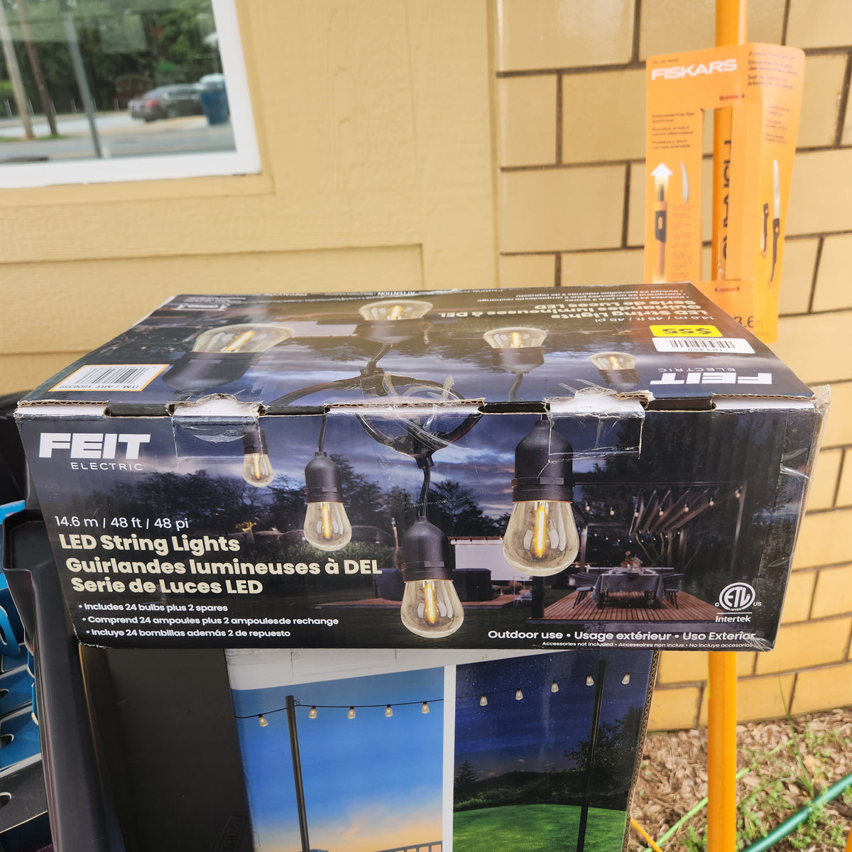 Excello 10 ft. String Light Pole 2 Pack & Feit 48' LED String Light